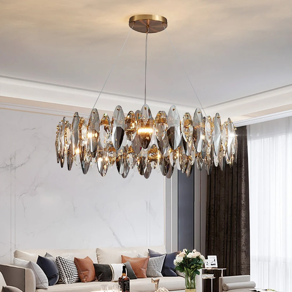 Aziza - Smokey Grey Crystal Chandelier – Lorien Lights