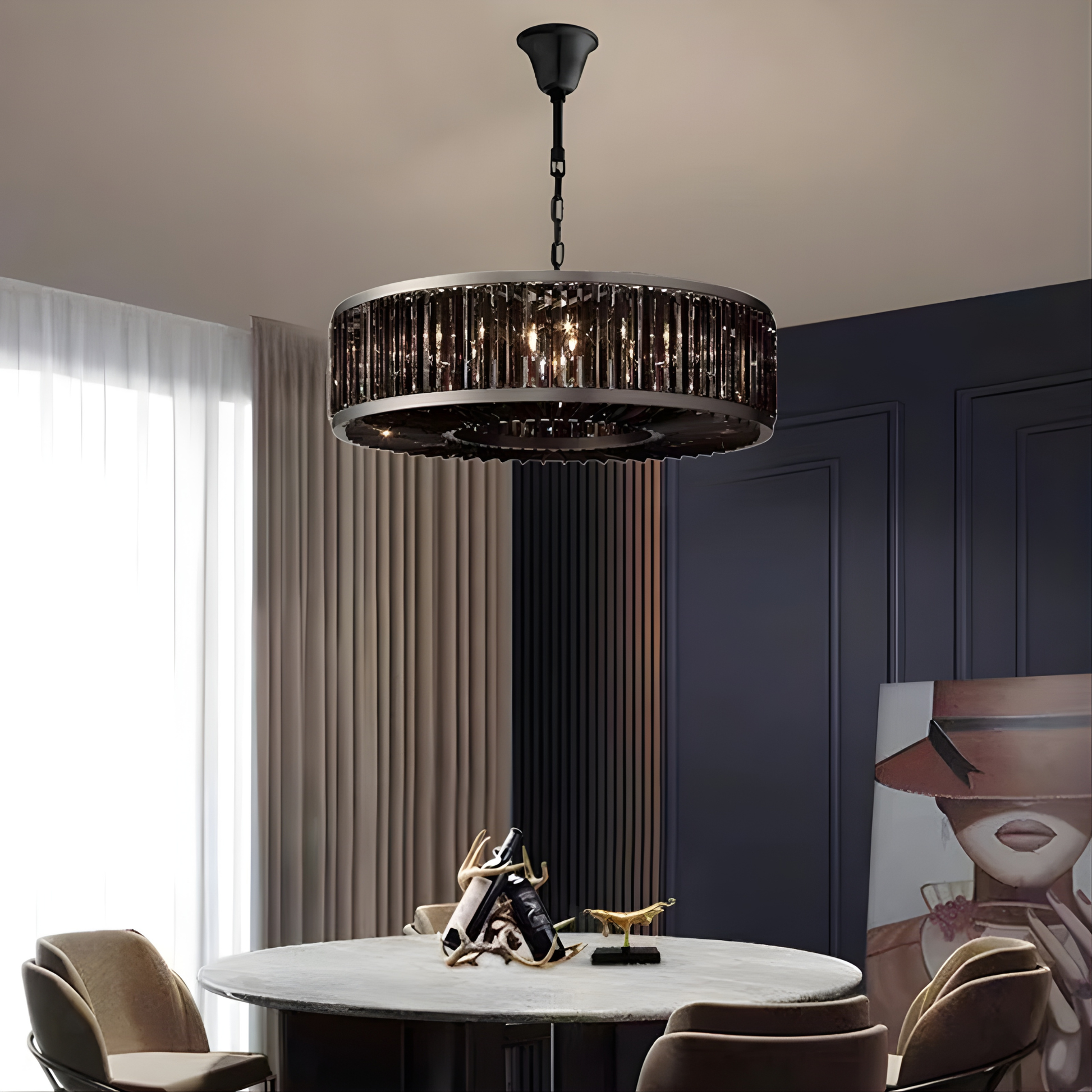 black-crystal-ceiling-light