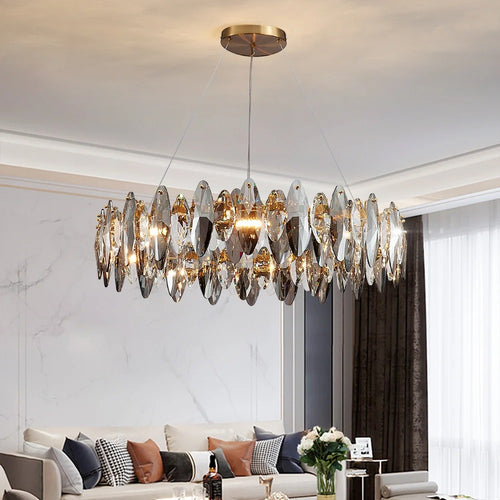 Aziza - Smokey Grey Crystal Chandelier